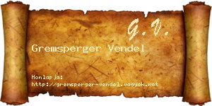 Gremsperger Vendel névjegykártya